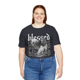 Blessed Angel Statue Graphic Unisex Jersey Short Sleeve Tee Gothic Streetwear Aesthetic Spiritual Bold Artistic Fashion T Shirt