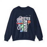 Eyes On Me Boys Medusa Crewneck Comfortable Unisex Heavy Blend Sweatshirt Mythological Streetwear Bold Empowerment Design for Self Expression Perfect Gift for Friends Birthdays Cozy Days Casual Wear