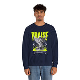 Praise Angel Statue Graphic Unisex Heavy Blend Crewneck Sweatshirt Gothic Spiritual Streetwear Pullover