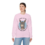 Look At Me I Wish You Good Luck Funny Donkey Unisex Sweatshirt Hilarious Cartoon Graphic Pullover Positive Vibes Humor Design Cozy Casual Wear Gift Idea