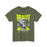 Praise Angel Statue Graphic Unisex Heavy Cotton Tee Spiritual Gothic Streetwear T-Shirt