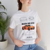 Orange Mid Engine Supercar Blueprint Artwork Unisex Heavy Cotton Tee High Performance Inspired Streetwear Graphic Shirt For Car Enthusiasts And Automotive Art Fans
