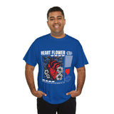Heart Flower Graphic Unisex Heavy Cotton Tee Comfortable Streetwear T Shirt Bold Red and Black Floral Heart Design Symbol of Love Strength and Vitality Perfect Gift for Friends Birthdays and Casual...
