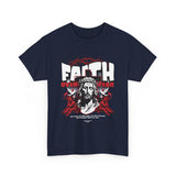 Faith Over Fear Jesus Crown Of Thorns Unisex Heavy Cotton Tee Christian Graphic Bold Religious Streetwear Motivational Bible Verse T Shirt