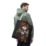 Rasta Lion Eco Tote Bag Vibrant Reggae Inspired Artistic Lion with Headphones Jamaican Island Style Bold Art Print Durable Cotton Canvas Bag for Music Lovers Travel or Daily Use by KLASSORO