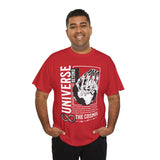 Universe Beyond The Cosmos Unisex Heavy Cotton Tee Graphic Black T Shirt Skeleton Hand Space Infinity Streetwear Futuristic Sci Fi Artistic Fashion Outfit