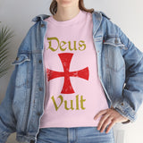 Unisex Deus Vult T Shirt Medieval Crusader Cross Graphic Tee Warrior Knight Inspired Vintage Christian Symbol Heavy Cotton Streetwear