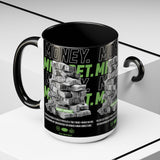 Money Mindset Accent Coffee Mug 11oz 15oz Motivational Hustle Grind Wealth Entrepreneur Graphic Ceramic Mug Bold Streetwear Inspired Success Lifestyle Cup