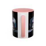 Space Galaxy Accent Coffee Mug 11oz 15oz Astronaut Spacecraft Earth Black Two Tone Ceramic Cup Gift for Space Lovers