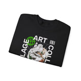 Collage Art Unisex Heavy Blend Crewneck Sweatshirt Graphic Pullover Black Abstract Modern Nature Inspired Futuristic Streetwear Creative Artistic Fashion Outfit