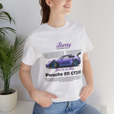 Porsche 911 GT3 RS Berry Purple Inspired Illustrated Sports Car Graphic T Shirt Luxury Performance Racing Streetwear Unisex Heavy Cotton Tee High Speed Motorsport Lifestyle Gift For Car Enthusiasts