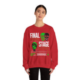 Final Stage Unisex Heavy Blend Crewneck Sweatshirt Graphic Pullover Black Skull Neon Green Streetwear Futuristic Cyberpunk Bold Artistic Fashion Outfit