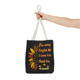 Sunflower Ho'oponopono Tote Bag Hawaiian Healing Prayer Design Spiritual Positivity Canvas Bag Mindfulness Reusable Durable Eco Friendly Shopping Tote