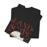Landscape Unisex Heavy Cotton Tee Graphic T Shirt Black Nature Inspired Abstract Mountain Design Modern Streetwear Outdoor Adventure Artistic Fashion Outfit