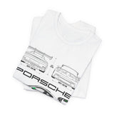 Porsche GT3 RS Inspired Blueprint Design Unisex Heavy Cotton Tee Premium Racing Streetwear Car Lovers T Shirt for Enthusiasts and Everyday Wear