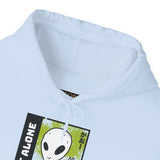 Unisex Not Alone Alien Hoodie UFO Graphic Pullover Sweatshirt Cartoon Extraterrestrial Sci Fi Space Themed Conspiracy Inspired Paranormal Streetwear