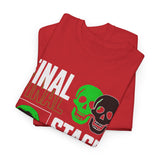 Final Stage Unisex Heavy Cotton Tee Graphic Black T Shirt Skull Neon Green Streetwear Futuristic Cyberpunk Bold Artistic Fashion Outfit