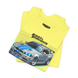Nissan Skyline GT R R34 Inspired Illustrated JDM Racing Car Graphic T Shirt Iconic Japanese Performance Street Racing Culture Automotive Streetwear Gift For Car Enthusiasts