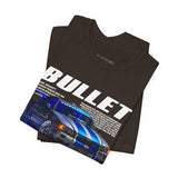Bullet Blue Street Racing Artwork Unisex Heavy Cotton Tee High Performance Inspired Graphic Shirt For Car Lovers And Urban Streetwear Fans