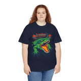 Beast Of The Stadium Unisex Heavy Cotton Tee Electric Crocodile Power Design Bold Neon Green Reptile Artwork For Streetwear And Fearless Fashion Lovers