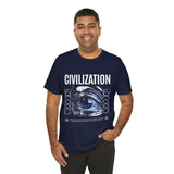 Civilization Eye Of Memory Graphic Unisex Jersey Short Sleeve Tee Futuristic Visionary Streetwear Bold Abstract Blue Eye T Shirt