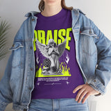 Praise Angel Statue Graphic Unisex Heavy Cotton Tee Spiritual Gothic Streetwear T-Shirt