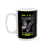 The Charmer Ceramic Mug Futuristic Butterfly Neon Cyber Aesthetic Graphic Coffee Tea Cup Artistic Streetwear Inspired Gift