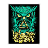 The Watcher Owl All Seeing Wisdom Matte Vertical Poster Mystical Neon Owl Wall Art Geometric Spiritual Symbol Print For Home Office Studio Decor Perfect For Visionary Thinkers And Creators