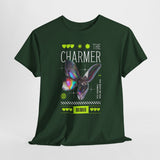 The Charmer Unisex Heavy Cotton Tee Futuristic Butterfly Graphic Streetwear Neon Cyber Aesthetic Artistic Fashion Statement T Shirt