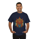 Unisex Balinese Barong Mask Graphic T Shirt Mythical Cultural Warrior Spirit Inspired Tee Tribal Festival Art Streetwear Heavy Cotton Top