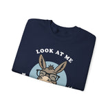 Look At Me I Wish You Good Luck Funny Donkey Unisex Sweatshirt Hilarious Cartoon Graphic Pullover Positive Vibes Humor Design Cozy Casual Wear Gift Idea