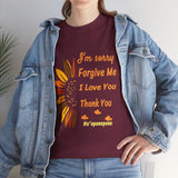 Ho’oponopono Sunflower Unisex T Shirt Healing Affirmation Tee Spiritual Gratitude Mindfulness Inspired Positive Energy Heavy Cotton Graphic Top