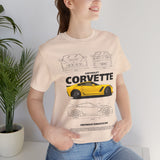 Yellow High Performance Sports Coupe Blueprint Art Unisex Heavy Cotton Tee Premium Streetwear For Car Enthusiasts Gearheads And Collectors