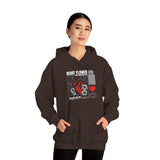 Heart Flower Graphic Hoodie Comfortable Unisex Heavy Blend Sweatshirt Bold Red and Black Floral Heart Design Streetwear Symbol of Love Strength and Vitality Perfect Gift for Friends Birthdays Cozy Days and Casual Wear