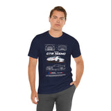 White Track Racing Blueprint Artwork Unisex Heavy Cotton Tee High Performance Inspired Streetwear Graphic Shirt For Car Lovers And Speed Enthusiasts