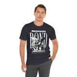 Heavenly Bond Unisex Jersey Short Sleeve Tee Graphic Black T Shirt Angel And Lion Statue Artistic Spiritual Streetwear Bold Futuristic Fashion Outfit