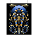 Eye Of Eternity Poster Gold And Blue Egyptian Owl Pharaoh Sacred Geometry Art Print Spiritual Wall Decor For Focus Energy And Royal Inspiration