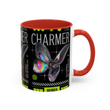 The Charmer Butterfly Accent Coffee Mug 11oz 15oz Black Two Tone Ceramic Cup Aesthetic Iridescent Butterfly Design Gift for Coffee Lovers