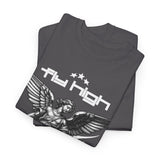 Fly High Angel Design Unisex Heavy Cotton Tee Streetwear Graphic T Shirt Spiritual Guardian Winged Warrior Style