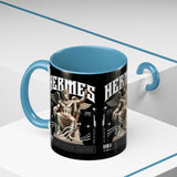 Hermes Accent Coffee Mug 11oz 15oz Black Ceramic Mythology Cup with Greek God Winged Statue Design for History Lovers and Art Enthusiasts
