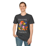 Blooms Person Unisex Softstyle T Shirt Modern Graphic Tee Black Artistic Abstract Colorful Floral Head Design Futuristic Streetwear Creative Fashion Outfit