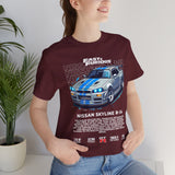 Nissan Skyline GT R R34 Inspired Illustrated JDM Racing Car Graphic T Shirt Iconic Japanese Performance Street Racing Culture Automotive Streetwear Gift For Car Enthusiasts