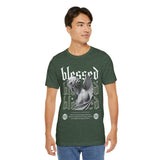 Blessed Angel Statue Graphic Unisex Jersey Short Sleeve Tee Gothic Streetwear Aesthetic Spiritual Bold Artistic Fashion T Shirt