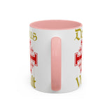 Deus Vult Accent Coffee Mug 11oz 15oz Red Cross Knight Crusader Ceramic Cup Bold Medieval Design Christian Symbol Faith Inspired Coffee Tea Gift Drinkware