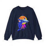 Ballena Cosmic Whale Art Unisex Heavy Blend Crewneck Sweatshirt Vibrant Geometric Ocean Design Premium Streetwear Pullover Soft Fleece Comfortable Fit Bold Marine Life Artwork Perfect Gift for Nature...
