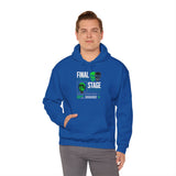 Final Stage Unisex Heavy Blend Hooded Sweatshirt Graphic Hoodie Black Skull Neon Green Streetwear Futuristic Cyberpunk Bold Artistic Fashion Outfit
