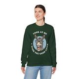 Look At Me I Wish You Good Luck Funny Donkey Unisex Sweatshirt Hilarious Cartoon Graphic Pullover Positive Vibes Humor Design Cozy Casual Wear Gift Idea
