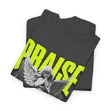 Praise Angel Statue Graphic Unisex Heavy Cotton Tee Spiritual Gothic Streetwear T-Shirt