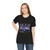 Blue Flame Street Racing Car Graphic Unisex Heavy Cotton Tee Bold Drift Style Automotive Streetwear Shirt