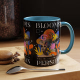 Blooms Person Accent Coffee Mug 11oz 15oz Abstract Floral Head Artistic Colorful Modern Creative Design Black White Ceramic Tea Cup Streetwear Inspired Artistic Fashion Drinkware
